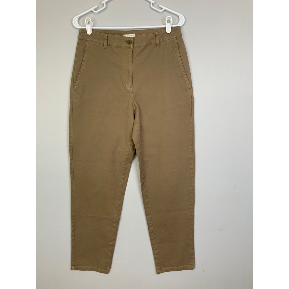 Eileen Fisher Sz 8 Tan Organic Cotton Hemp Tapered Ankle Pants Casual Neutral